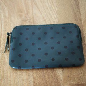 Madewell Leather Pouch Clutch in Green Polka Dot